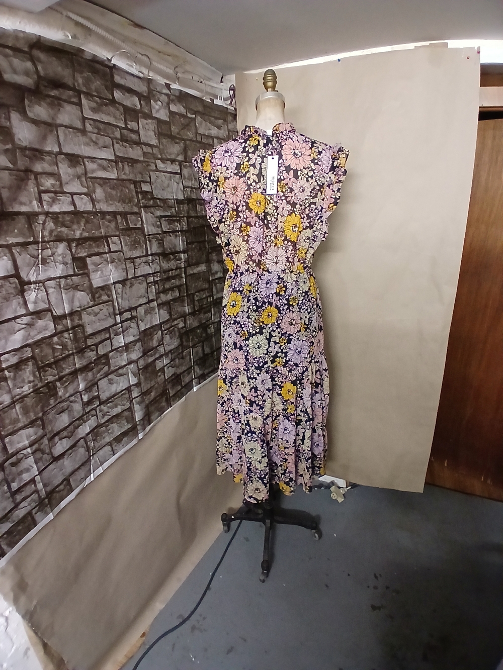 BB Dakota by Steve Madden Black Floral Maxi Dress with Yellow and Pink Flowers - Picture 9 of 11